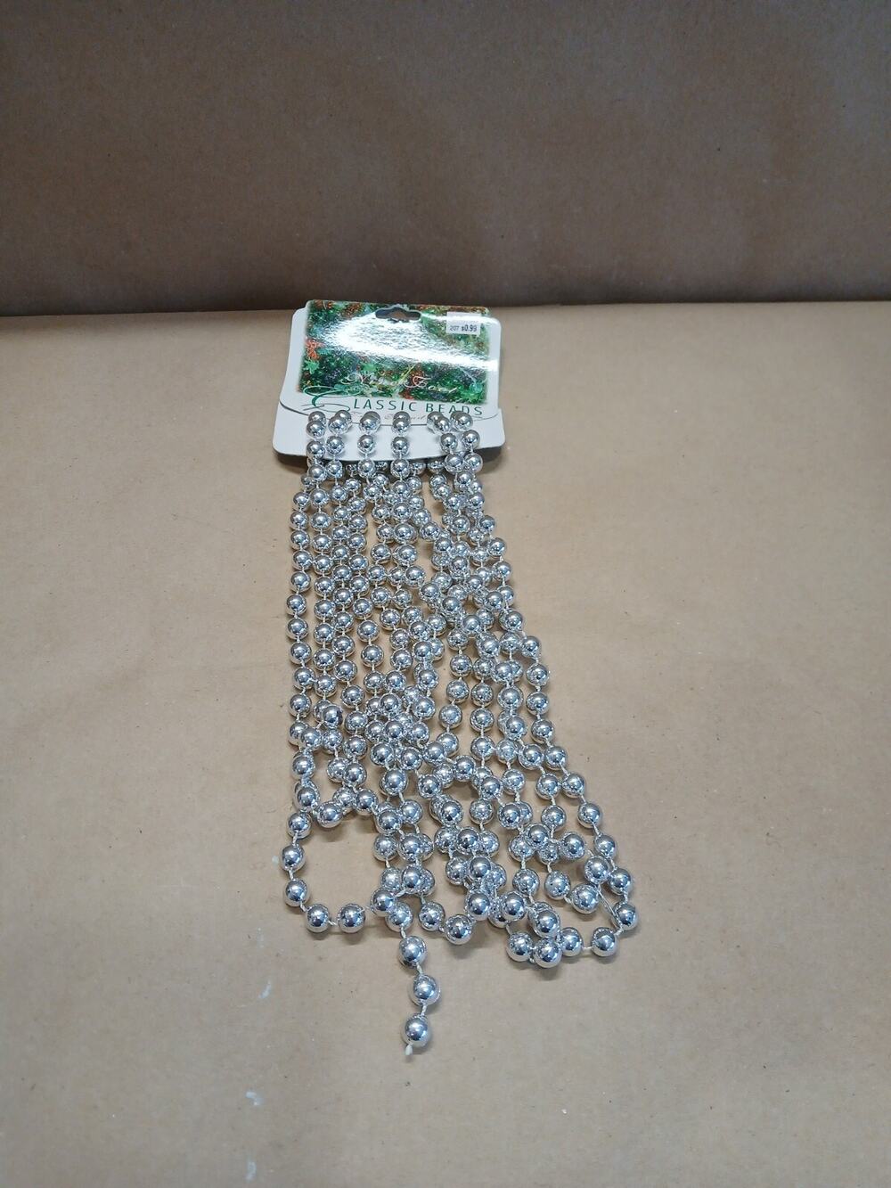 Christmas Garland Classic Beads 9ft Silver Vintage Decorations Holiday FAST SHIP